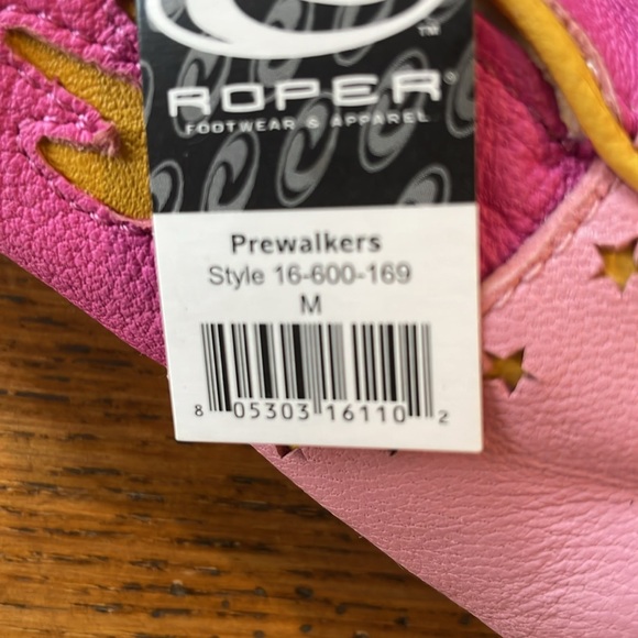 Roper Prewalker Size Medium 6-9 months New Pink Cowboy Boots Leather Upper - Picture 4 of 4